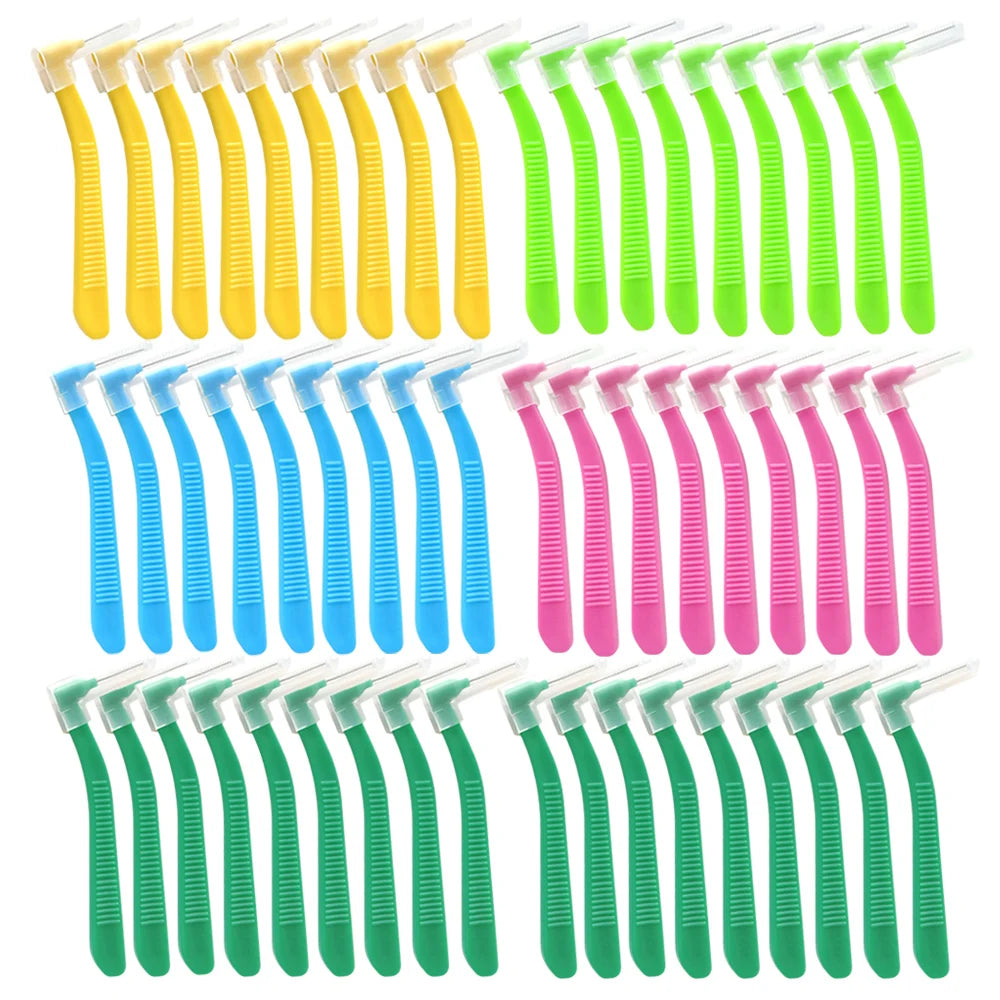 20-Pack L-Shape Interdental Brushes 0.6–1.2mm | Orthodontic Interdental Brush QXL