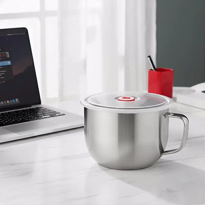 Kids Stainless Steel Soup Bowl with Anti-Scald Handle & Lid Kids Soup Bowl QXL