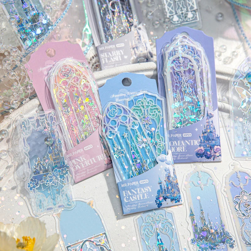Glitter PVC Bookmarks – Castle & Butterfly Pattern | Gift Decorative Bookmarks QXL