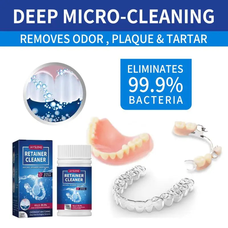 100-Pack Denture Cleaning Tablets | Stain Remover & Fresh Breath Denture Cleaning Tablets QXL
