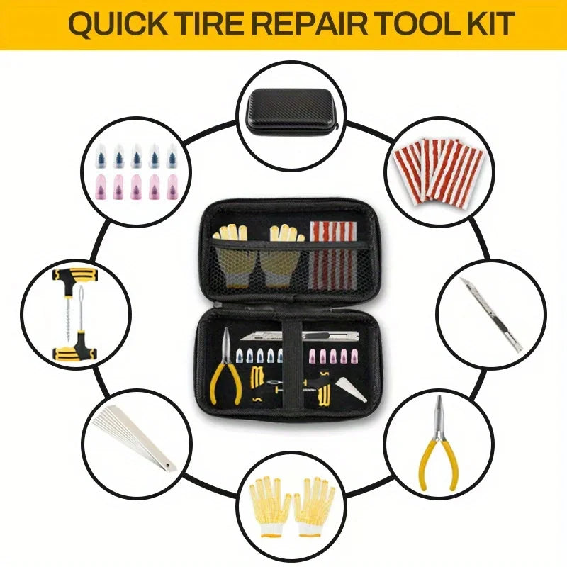 Tubeless Tire Repair Kit – Car, Bike, Motorcycle & Truck Tire Repair Kit QXL