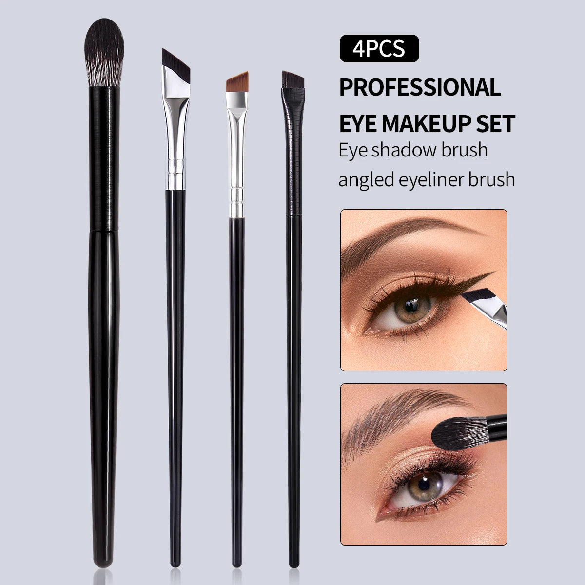 KOSSHOW 4-Pc Eye Makeup Brush Set – Eyeshadow & Eyeliner Eye Makeup Brush Set QXL