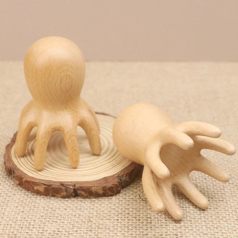 Sandalwood Octopus Scalp Massage Comb | Gua Sha Head Tool Scalp Massage Comb QXL