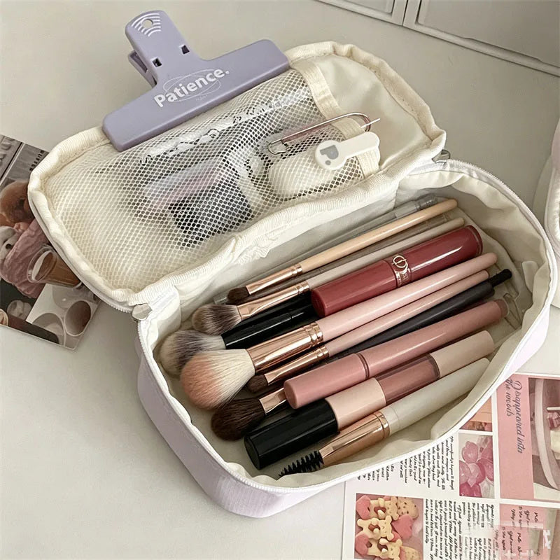 Kawaii Quilted Makeup Brush Pouch | Large Cosmetic Organizer Cosmetic Organizer Bag QXL