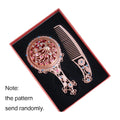Vintage Compact Mirror & Comb Set | Retro Floral Alloy Design Compact Vanity Mirror QXL Rose gold