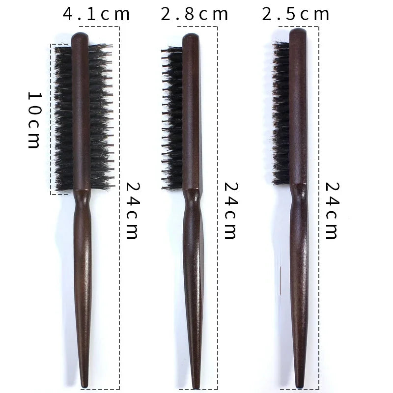 3-Row Boar Bristle Hair Comb | Wood Handle Barber Styling Boar Bristle Hair Comb QXL