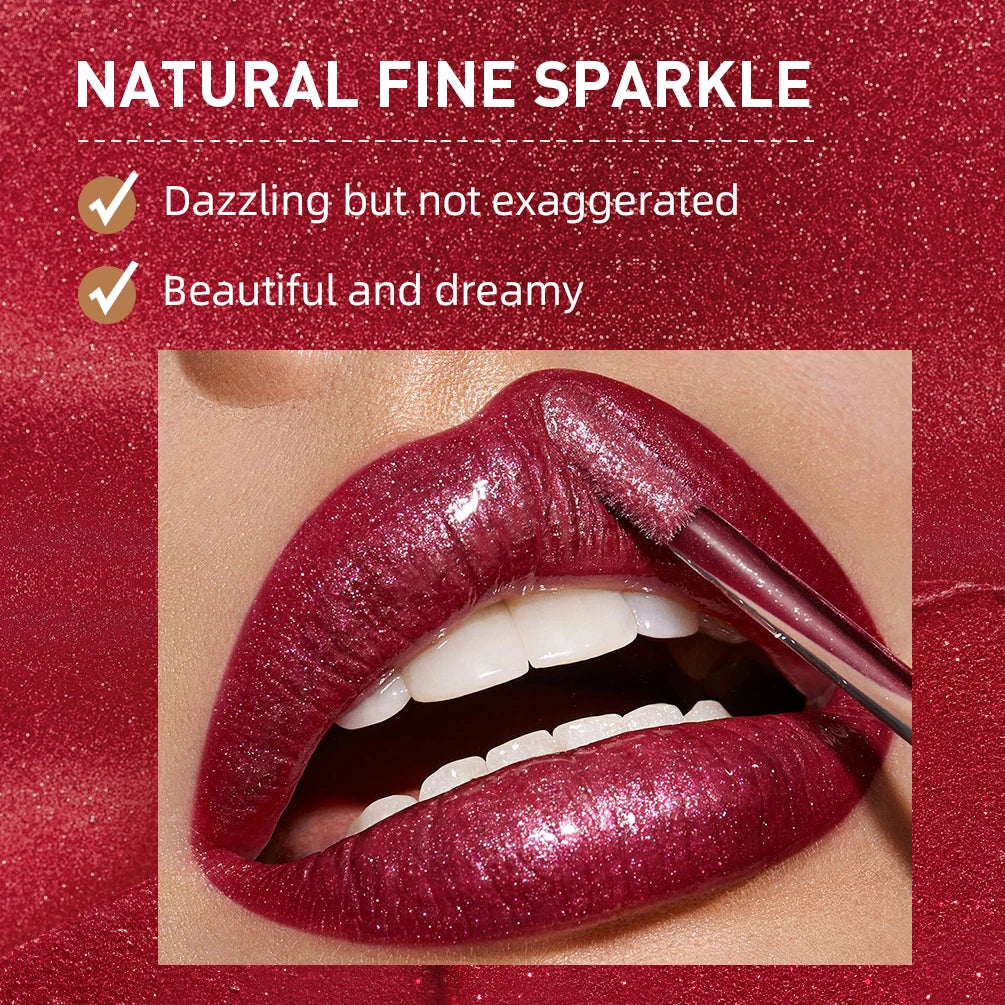 QIBEST Glitter Shimmer Lip Gloss | Pearlescent Liquid Lipstick Glitter Lip Gloss QXL