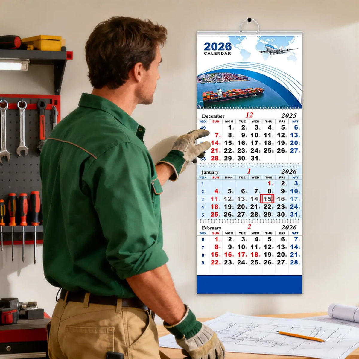 2026 Wall Calendar | 3-Month Vertical Planner with Holidays Wall Calendar Planner QXL