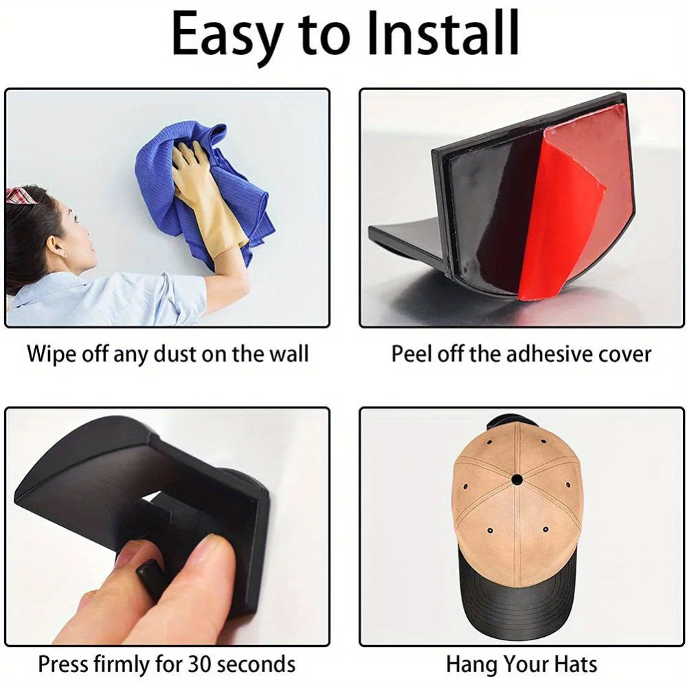 Adhesive Hat Hooks | No-Drill Cap & Accessory Organizer Adhesive Wall Hook QXL