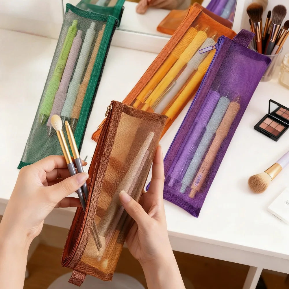 Transparent Mesh Zipper Bags | Travel & Cosmetic Organizer Mesh Zipper Pouch QXL
