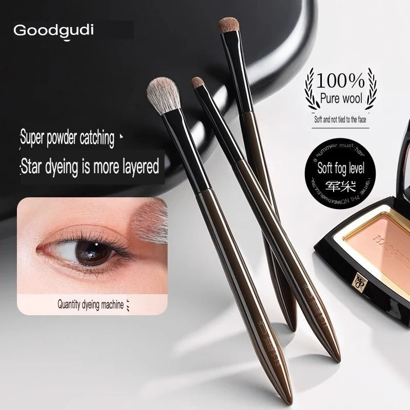 3-Piece Goat Hair Eyeshadow Brush Set | Natural Blending Eyeshadow Brush Set QXL