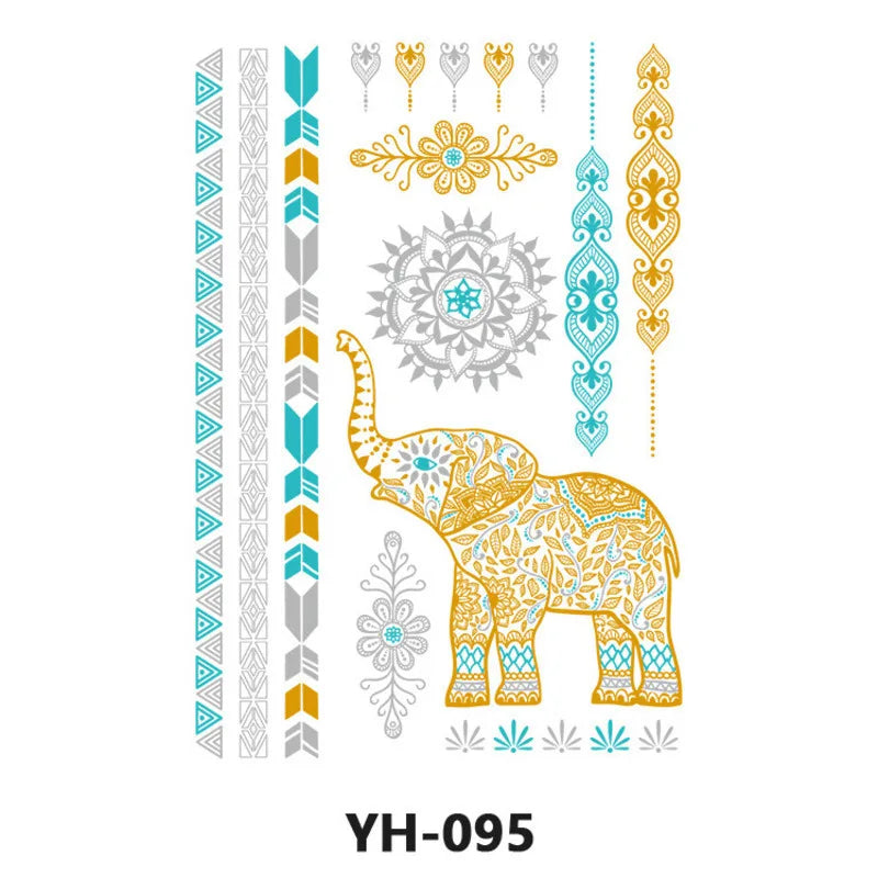 Waterproof Gold & Silver Metallic Temporary Tattoo Stickers Temporary Tattoo Sticker QXL