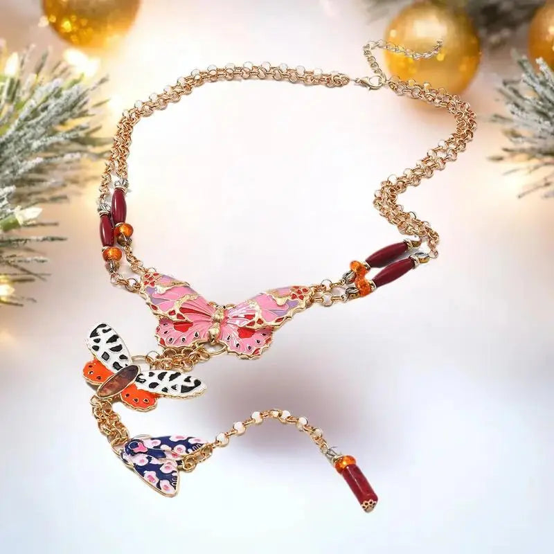 Multilayer Chain Butterfly Pendant Necklace | Boho Style Pendant Necklace QXL