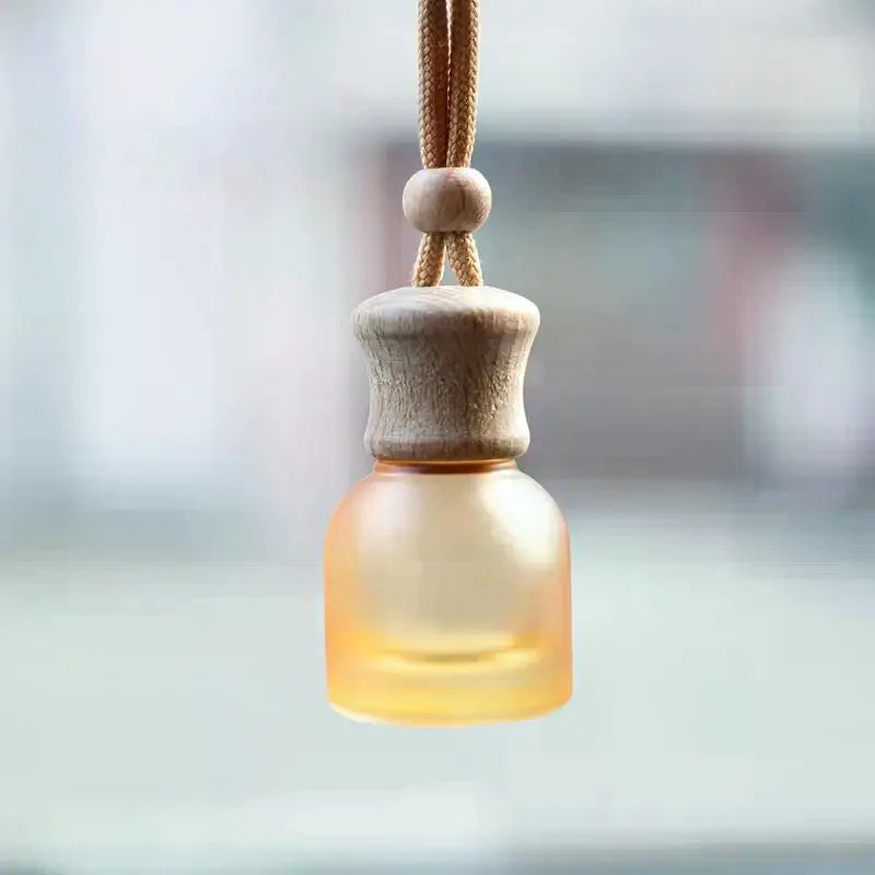 11ml Refillable Car Perfume Glass Bottle | Wooden Cap Pendant Perfume Pendant Bottle QXL