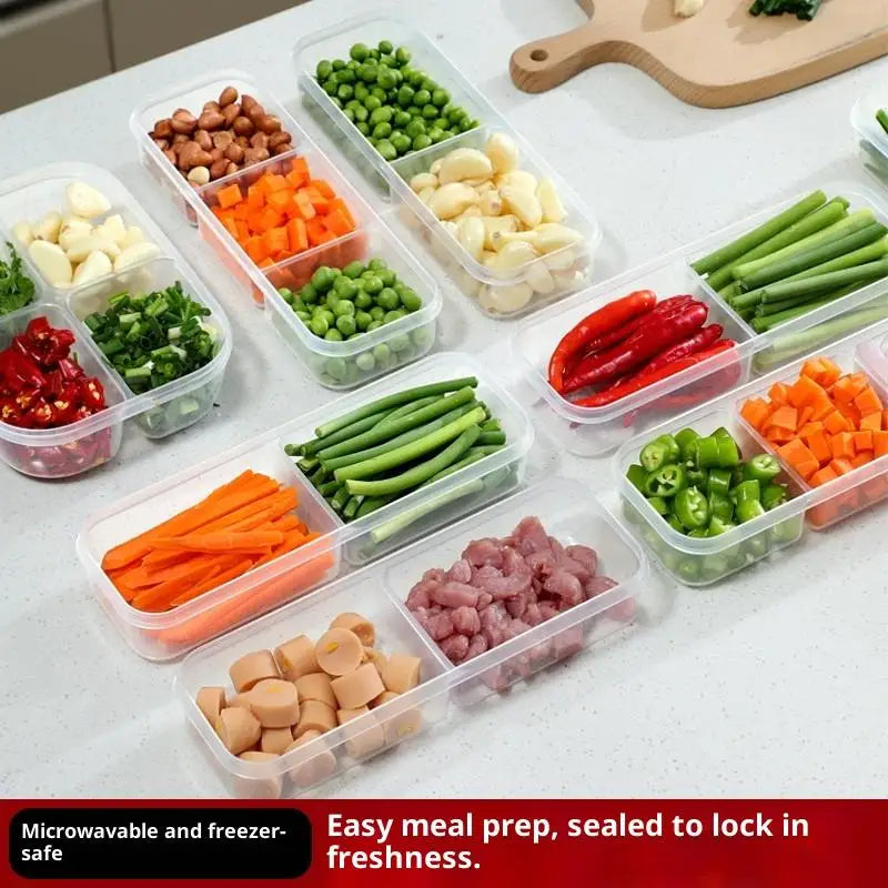 2-Pack Fridge Food Storage Containers | Sealed Compartment Box Food Storage Container QXL