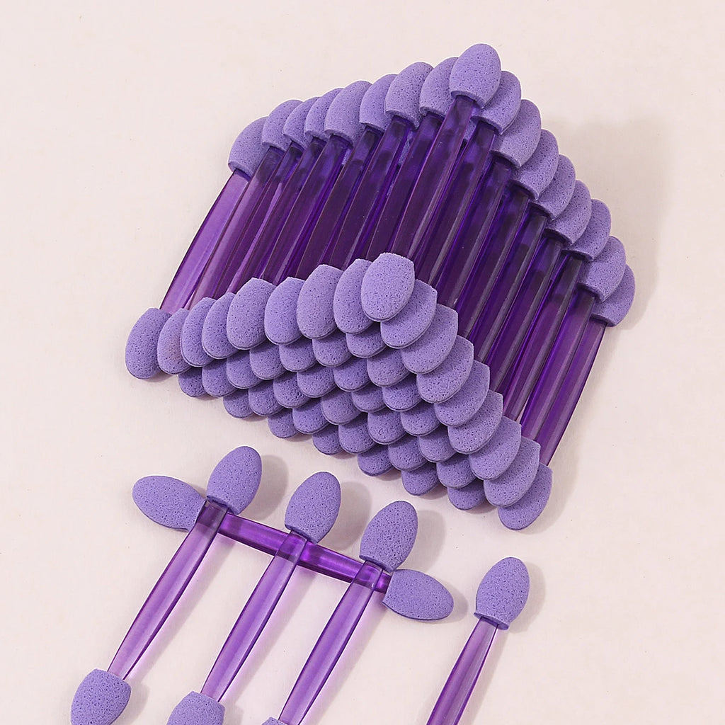 50-Pack Double-Ended Eyeshadow Sponge Applicators | Purple Disposable Makeup Applicator QXL
