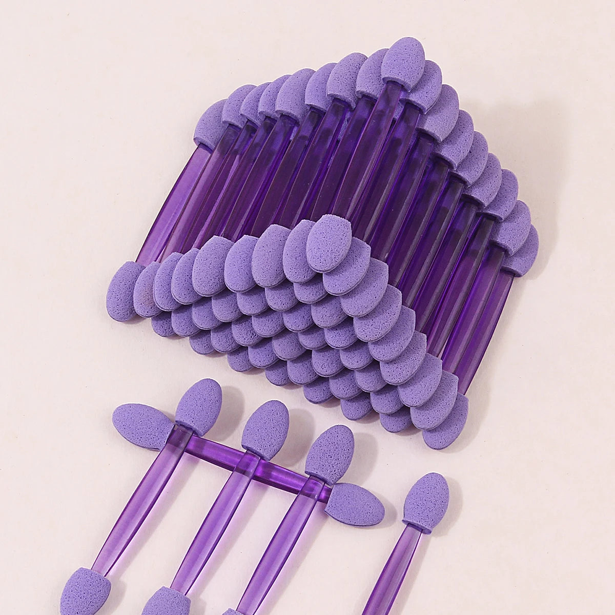 50-Pack Double-Ended Eyeshadow Sponge Applicators | Purple Disposable Makeup Applicator QXL