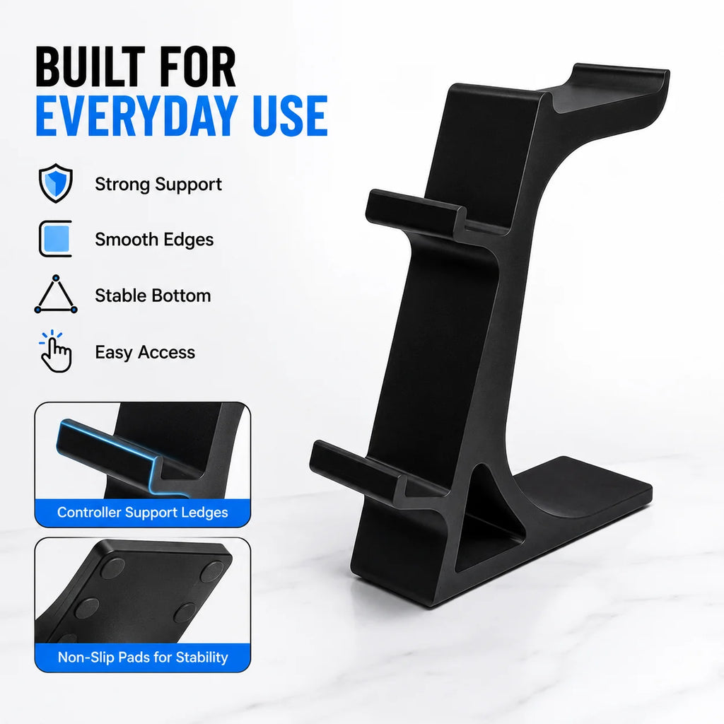 3-in-1 Game Controller Stand & Headphone Rack Organizer Gaming Desk Organizer QXL