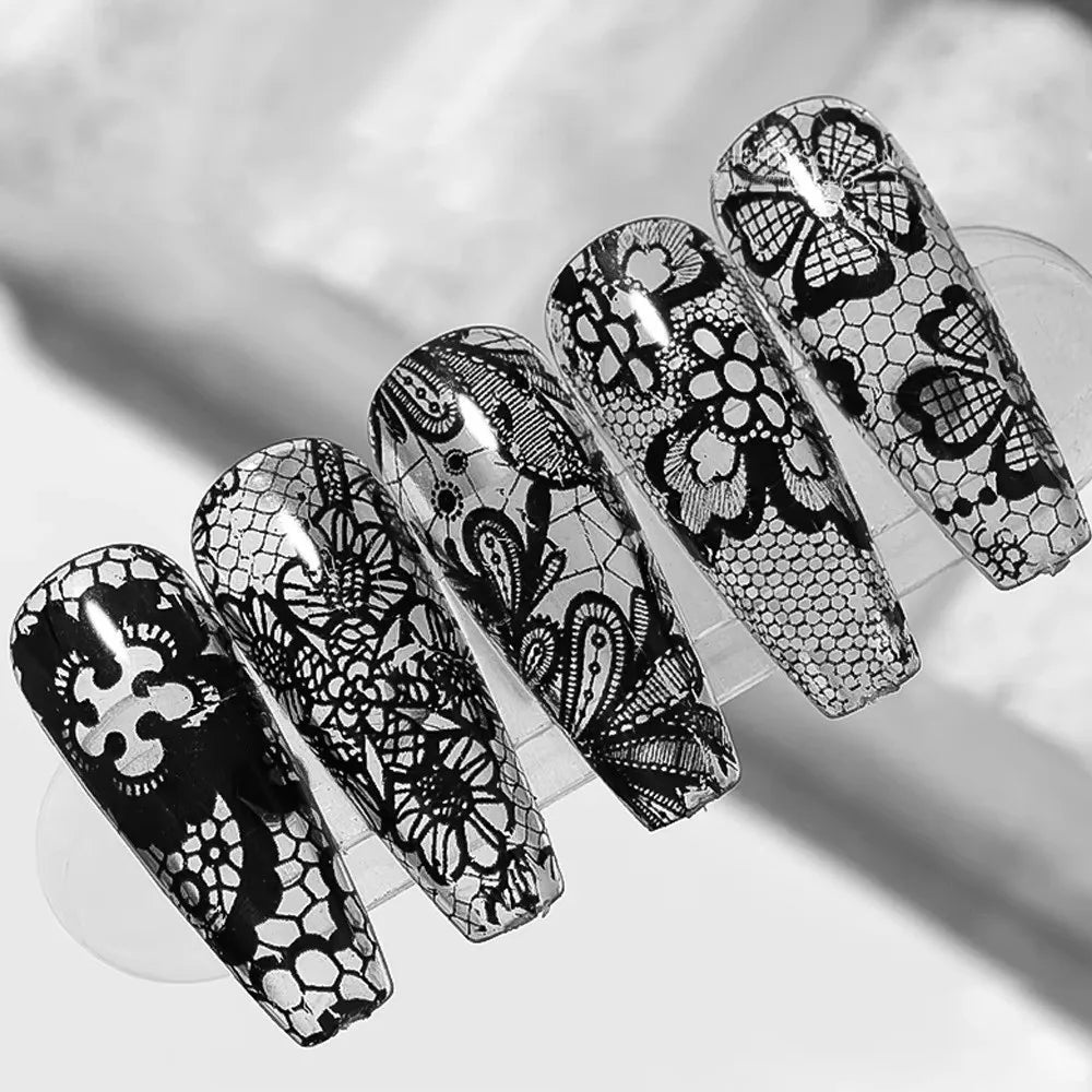 Lace & Leopard Print Nail Foil Stickers | DIY Nail Art Nail Art Foil Stickers QXL