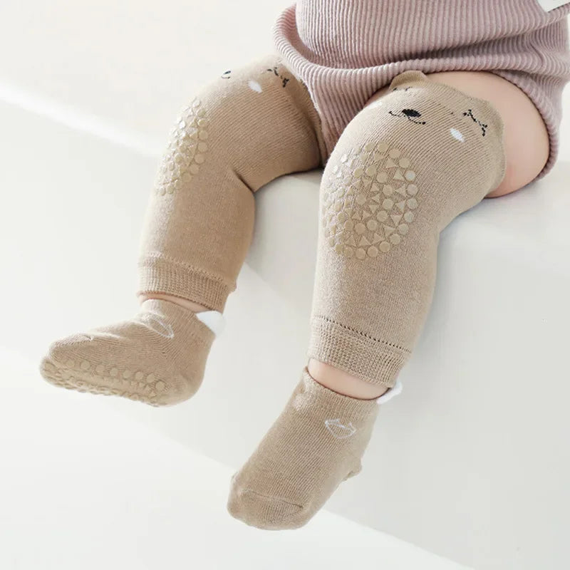 Baby Knee Pads & Anti-Slip Socks Set | Cotton Crawling Protector Baby Knee Pad Socks QXL