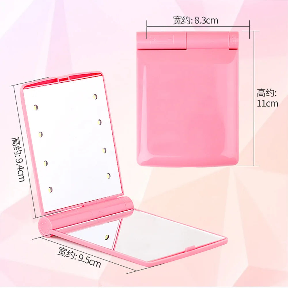 LED Folding Compact Makeup Mirror | Portable Travel Mirror LED Compact Mirror QXL