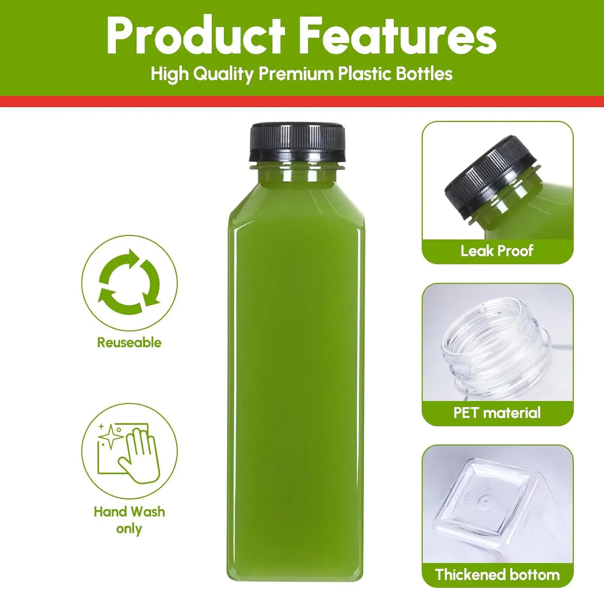 BPA-Free Reusable Juice Bottles with Lids – 5 to 16 oz Reusable Drink Bottles QXL