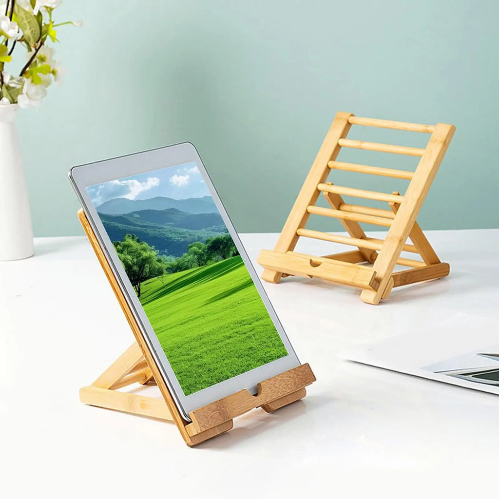 Wooden Tablet & Cookbook Stand with Charging Hole | Desk Tablet Cookbook Stand QXL