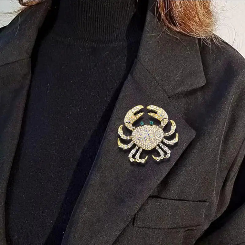 Rhinestone Crab Brooch Pin for Women | Animal Crystal Lapel Pin Brooch Pin QXL