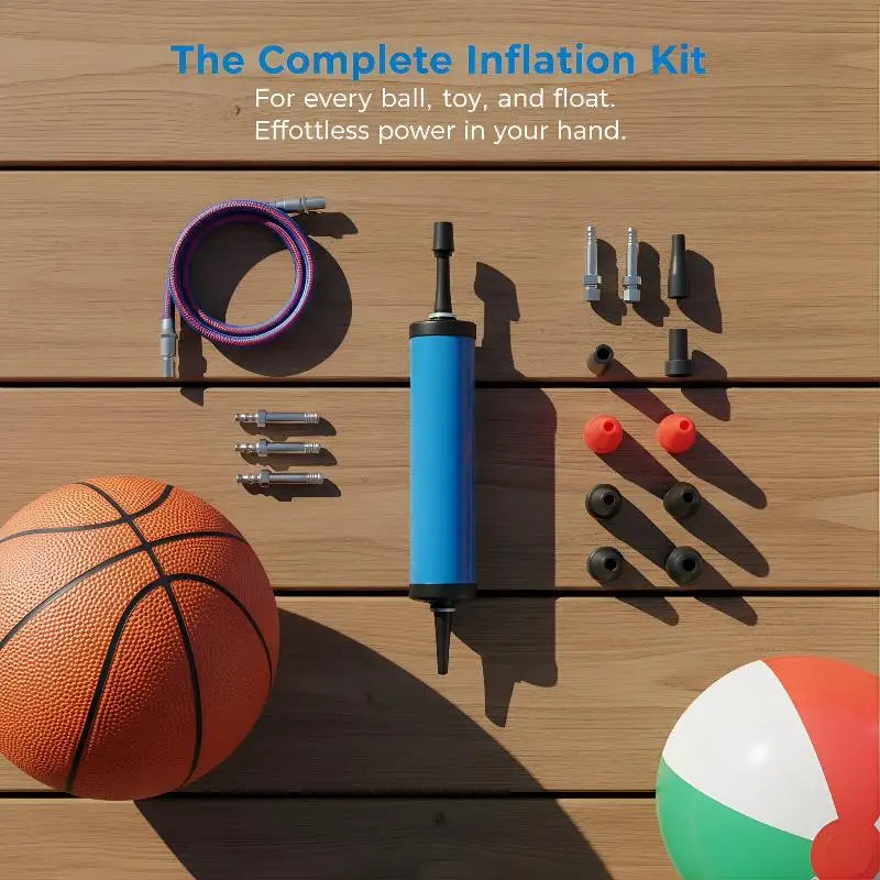10-Piece Mini Hand Air Pump Set | Ball Inflation Kit & Needles Ball Air Pump Set QXL