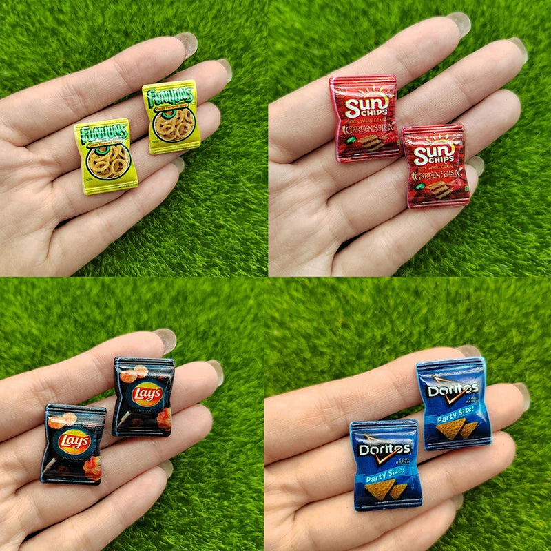 10-Pack Miniature Potato Chips Dollhouse Food Models – Resin Dollhouse Miniatures QXL