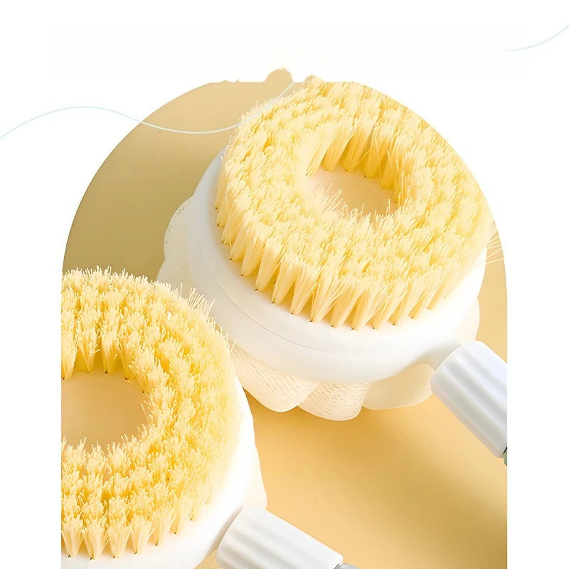 Long Handle Back Scrubber | Stiff & Soft Bristles, Anti-Slip Bath Scrubber Brush QXL