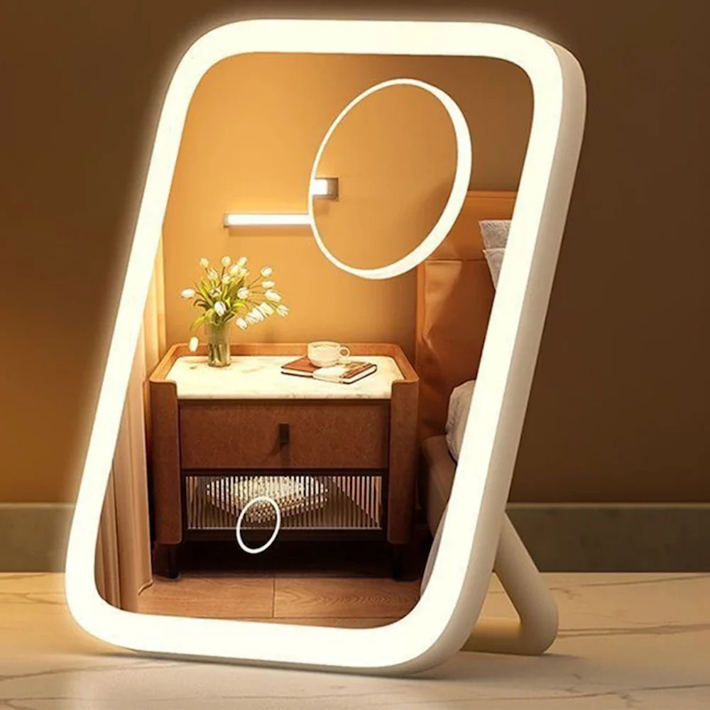 LED Makeup Mirror | 3-Color Light, Touch Control, USB LED Vanity Mirror QXL