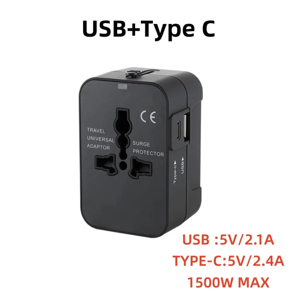 Universal Travel Adapter Dual USB | EU US UK AU Plug Converter Travel Power Adapter QXL USB and Type c Ports