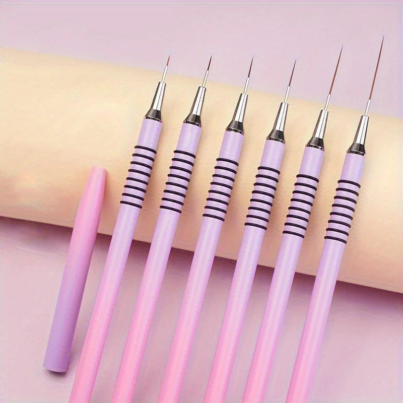 6-Piece Nail Liner Brush Set | Striping & Nail Art Pens Nail Art Brush Set QXL