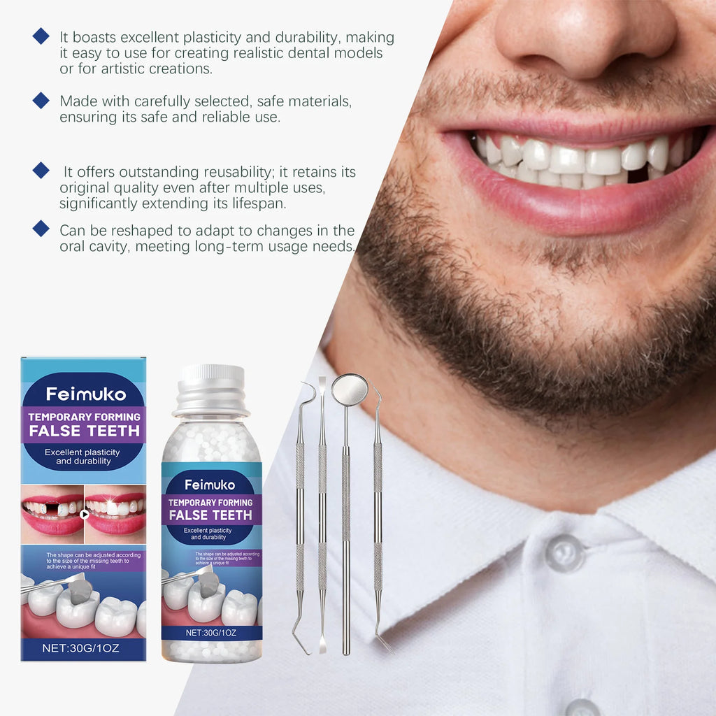 Feimuko Moldable Temporary False Teeth | Shapeable Denture Kit Moldable Denture Kit QXL
