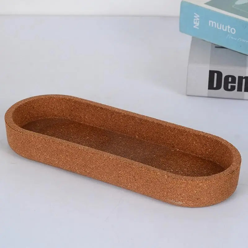 Oval Cork Tray | Heat-Resistant Countertop Organizer S & L Cork Storage Tray QXL