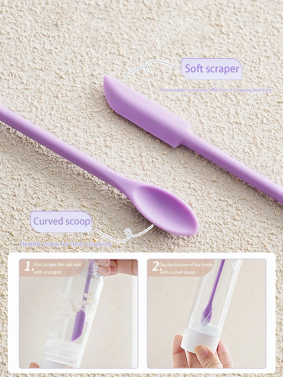 3-Pack Double-Headed Silicone Bottle & Jar Makeup Scraper Makeup Scraper Tool QXL