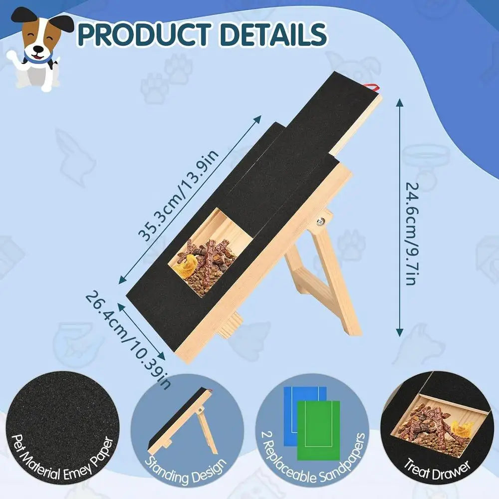 Wooden Dog Nail Scratch Board with Stand & Treat Box Dog Nail Scratch Board QXL Black 1pcs