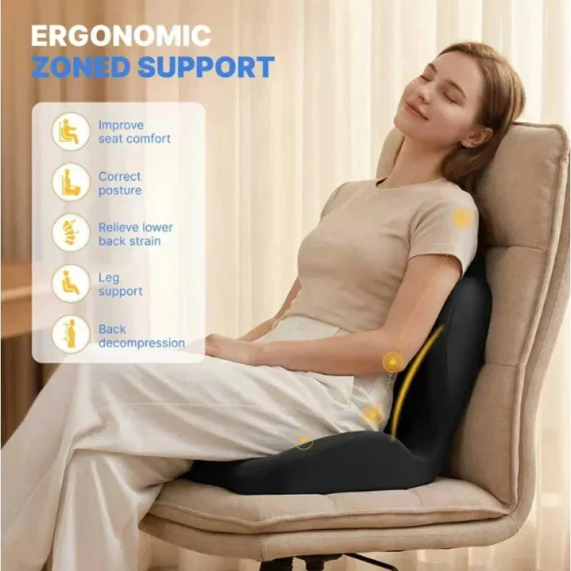 Memory Foam Seat Cushion & Lumbar Support Pillow Set | Office & Car Seat Cushion Set QXL