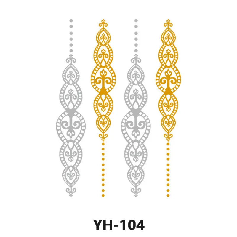 Waterproof Gold & Silver Metallic Temporary Tattoo Stickers Temporary Tattoo Sticker QXL