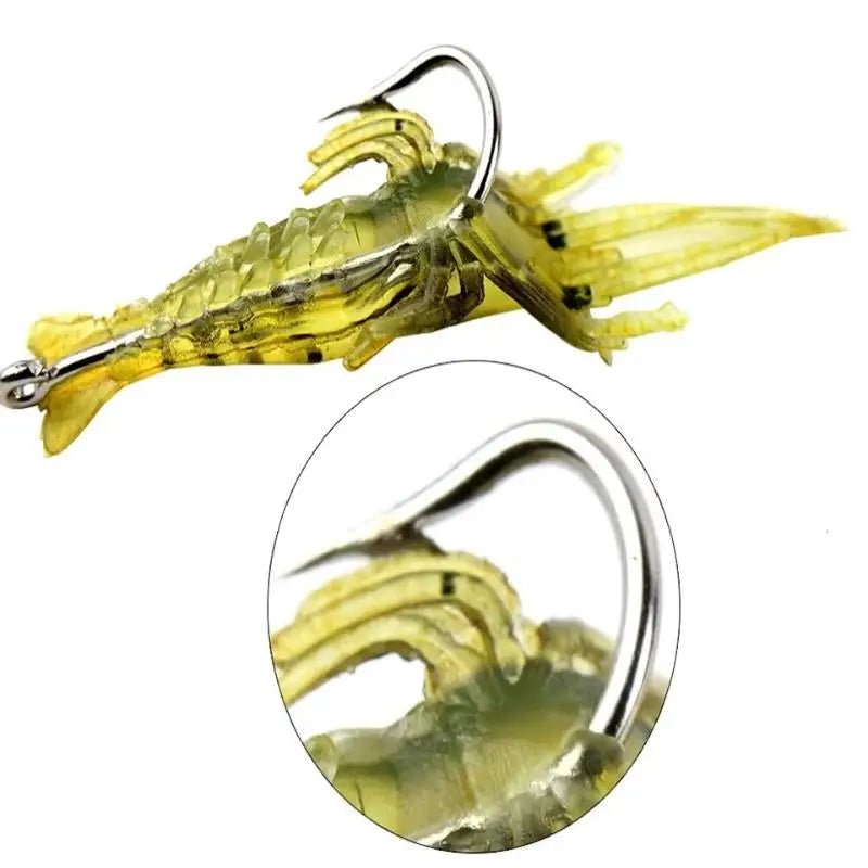 20-Pack Soft Silicone Shrimp Fishing Lures with Jig Hook Soft Fishing Lure QXL