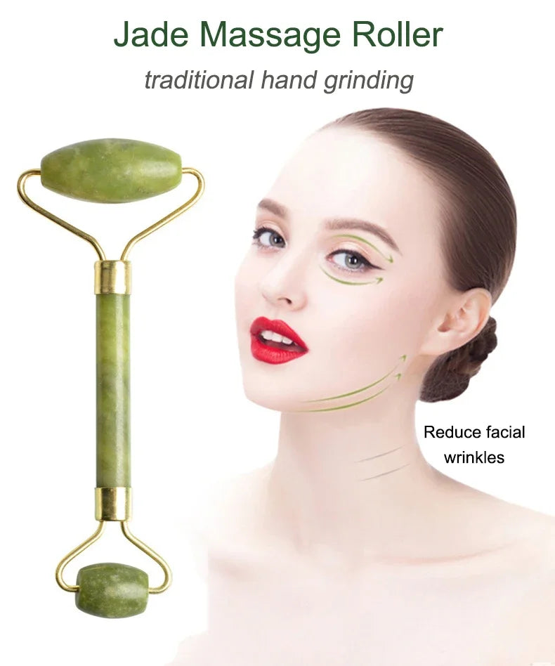 Green Jade Face Roller | Double-Head Facial Massage Tool Jade Face Roller QXL