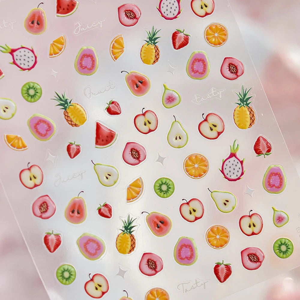5D Kawaii Nail Art Stickers – Fruit, Hearts & Butterfly Decals Nail Art Stickers QXL