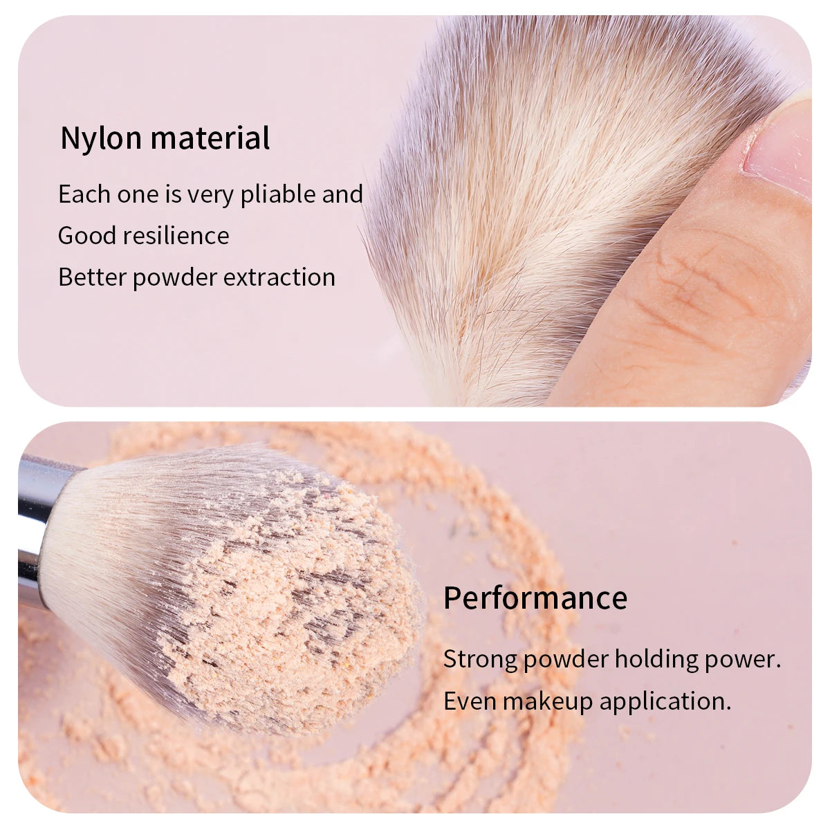 MAANGE 2-Pc Soft Synthetic Makeup Brush Set | Blush & Highlight Makeup Brush Set QXL