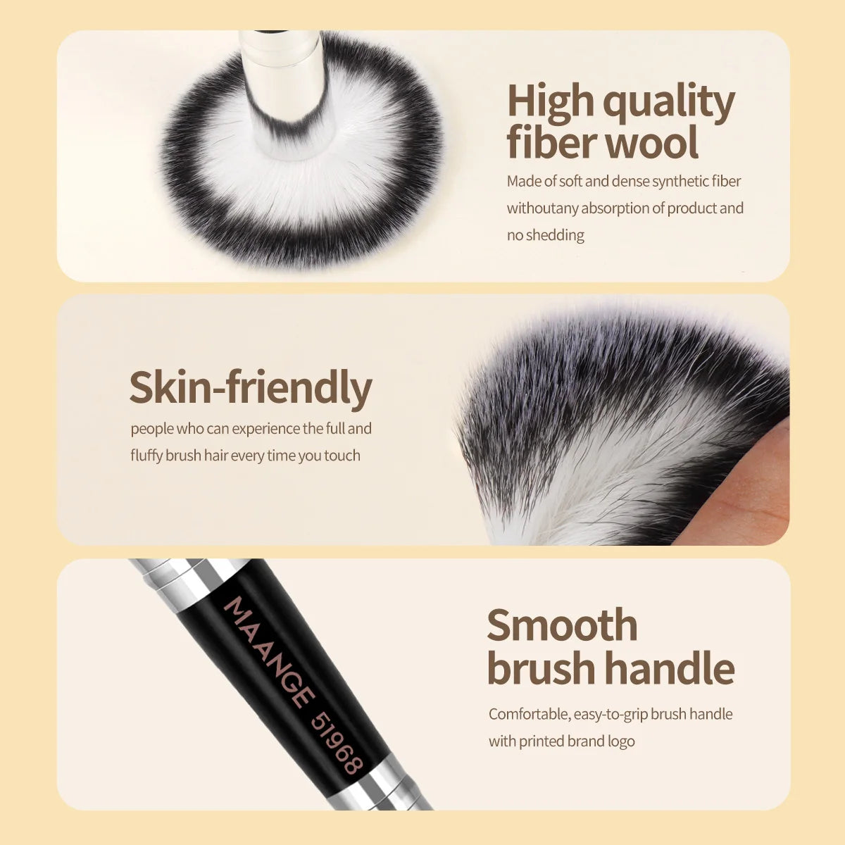MAANGE 4-Pc Makeup Brush Set | Foundation & Blush Kit Makeup Brush Set QXL