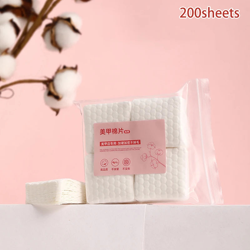 200-Pack Lint-Free Cotton Nail Wipes | Gel Polish Remover Pads Nail Remover Wipes QXL 200Pcs