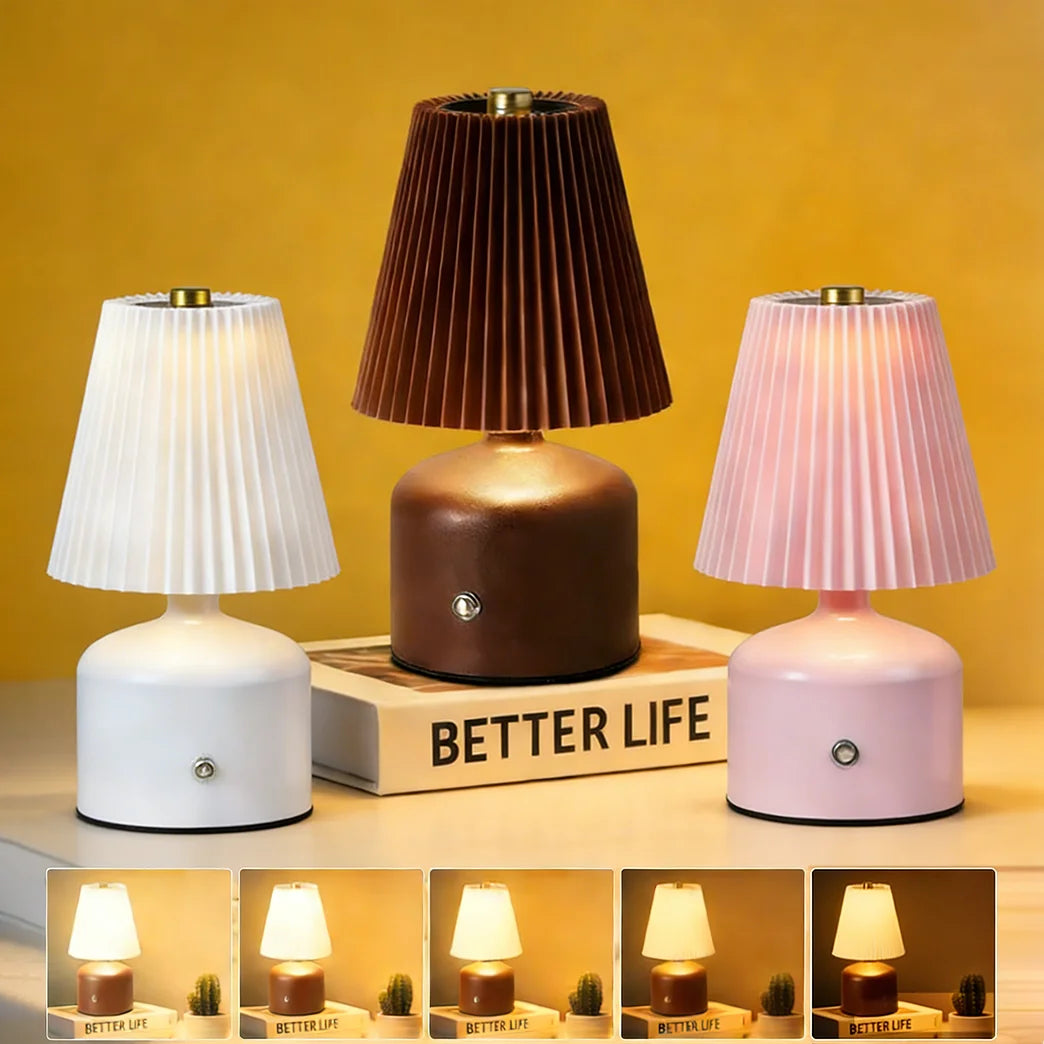 Rechargeable LED Fabric Table Lamp | Touch Dimmable Night Light LED Table Lamp QXL
