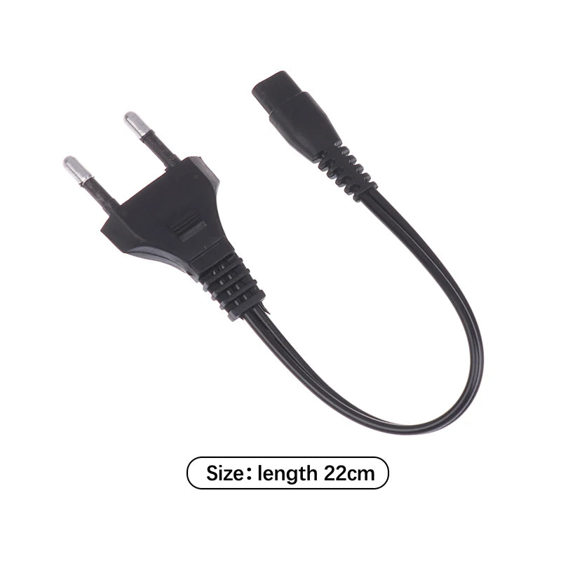 EU Plug Double-Hole Flashlight Charging Cable 220V/110V Flashlight Charger Cable QXL Black