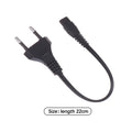 EU Plug Double-Hole Flashlight Charging Cable 220V/110V Flashlight Charger Cable QXL Black