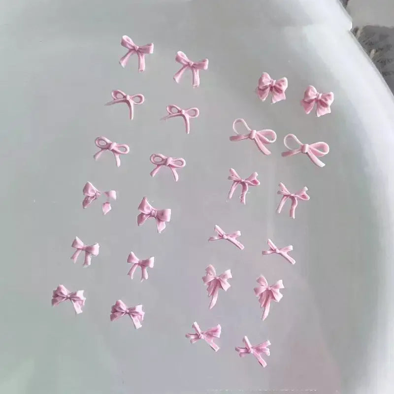 50-Pack 3D Resin Bow Nail Charms – Light Pink Kawaii Bowknot Nail Art Charms QXL